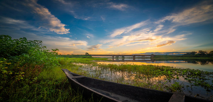 Beautiful natural scenery of Majuli Island in Assam