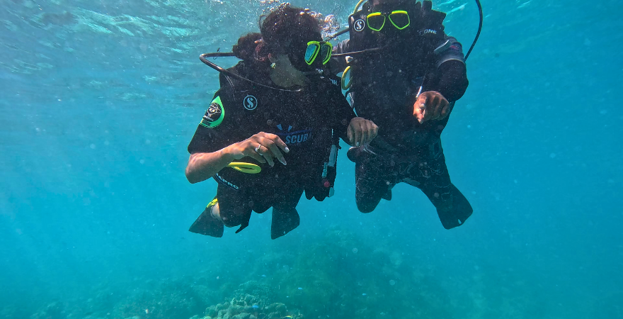 Exploring coral reefs while snorkelling