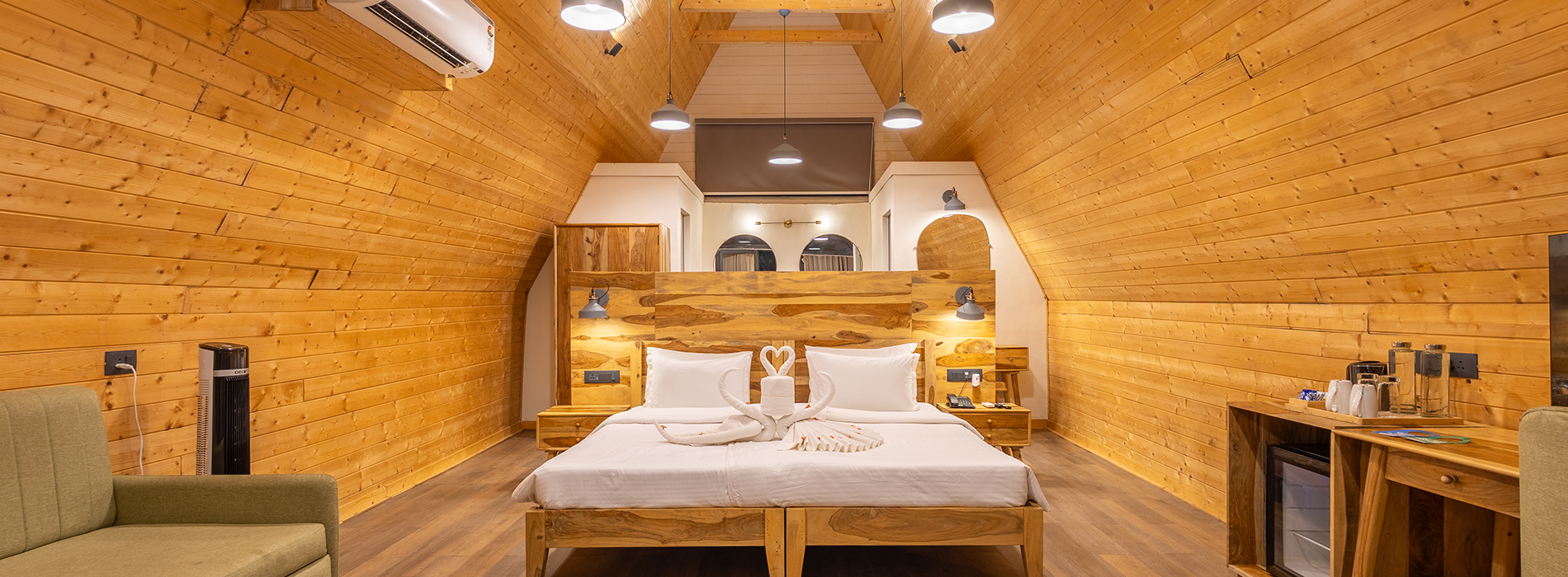 A Frame Cottages in Dholavira Resort